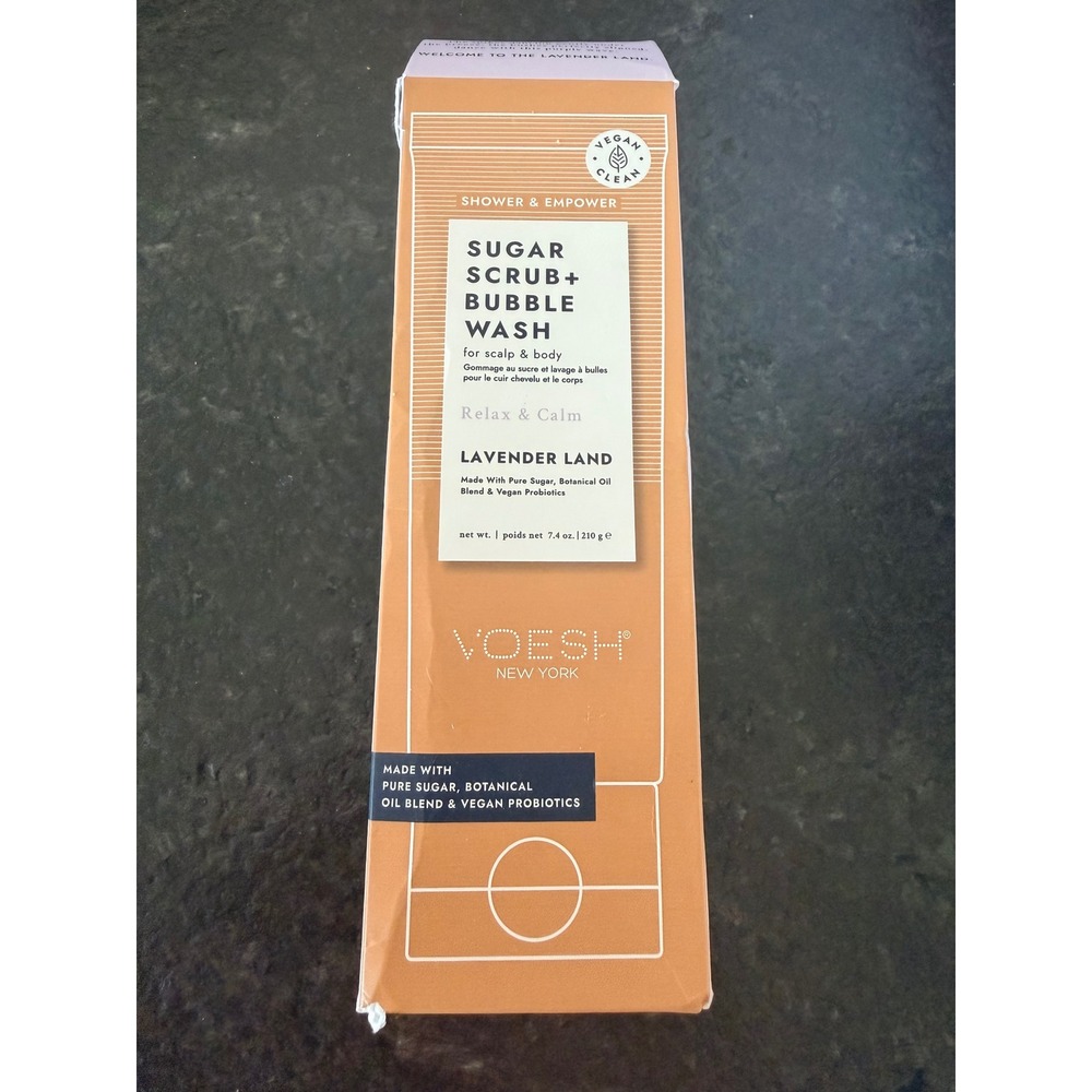VOESH New York Sugar Scrub + Bubble Wash‎ Lavender Land 7.4oz Scalp & Body Scrub